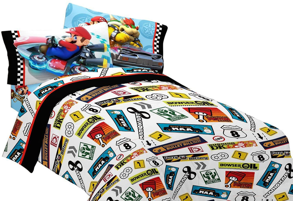 Nintendo Super Mario Road Rumble 4 Piece Full Size Sheet Set
