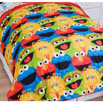 3pc Sesame Street Full Comforter Pillow Shams Set Elmo Chalk Bedding