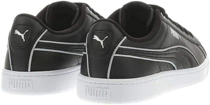 PUMA Womens Vikky V2 Black Silver Leather Sneakers Walking Shoes 9.0