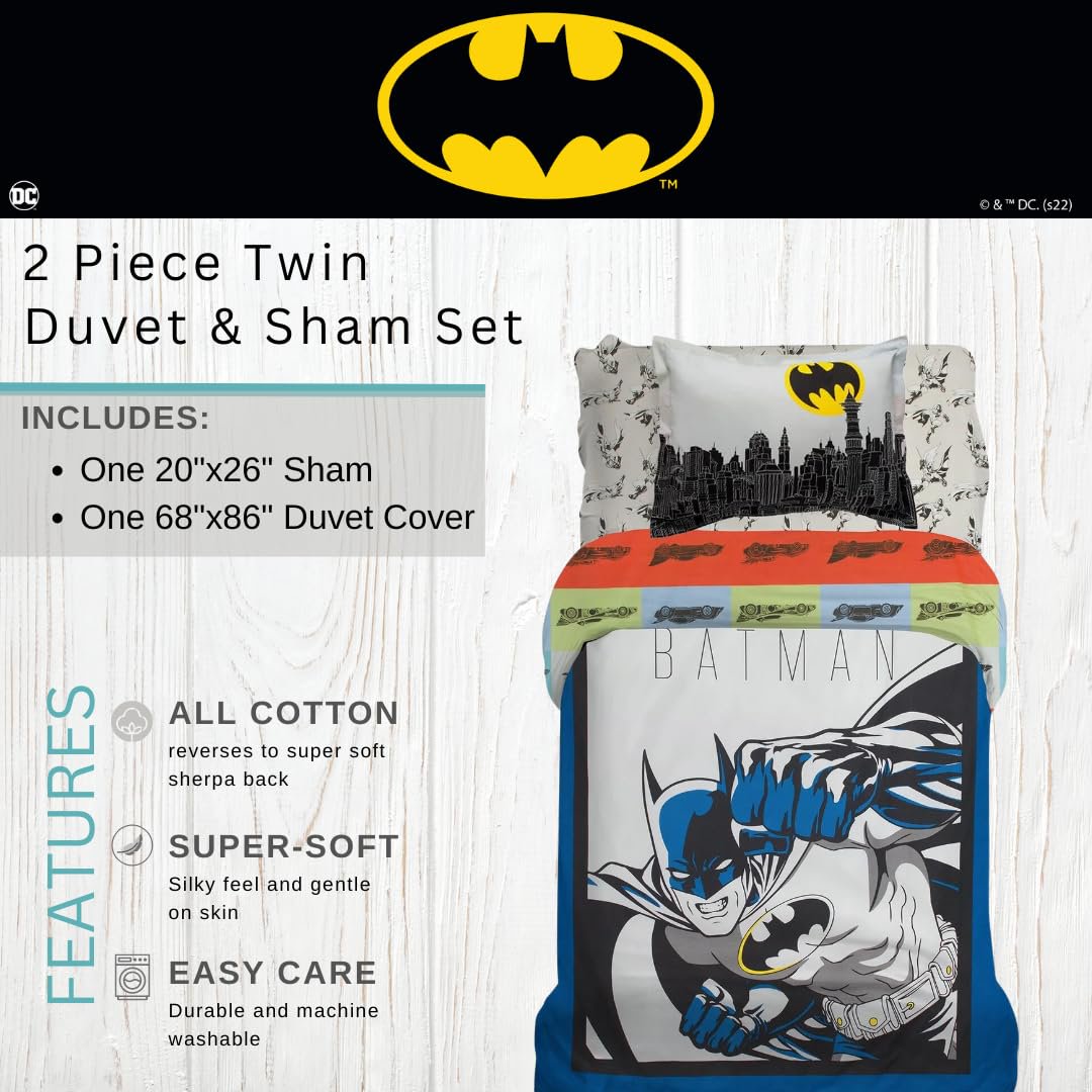 Franco Premium Organic Cotton Batman Twin Duvet Cover with Sham