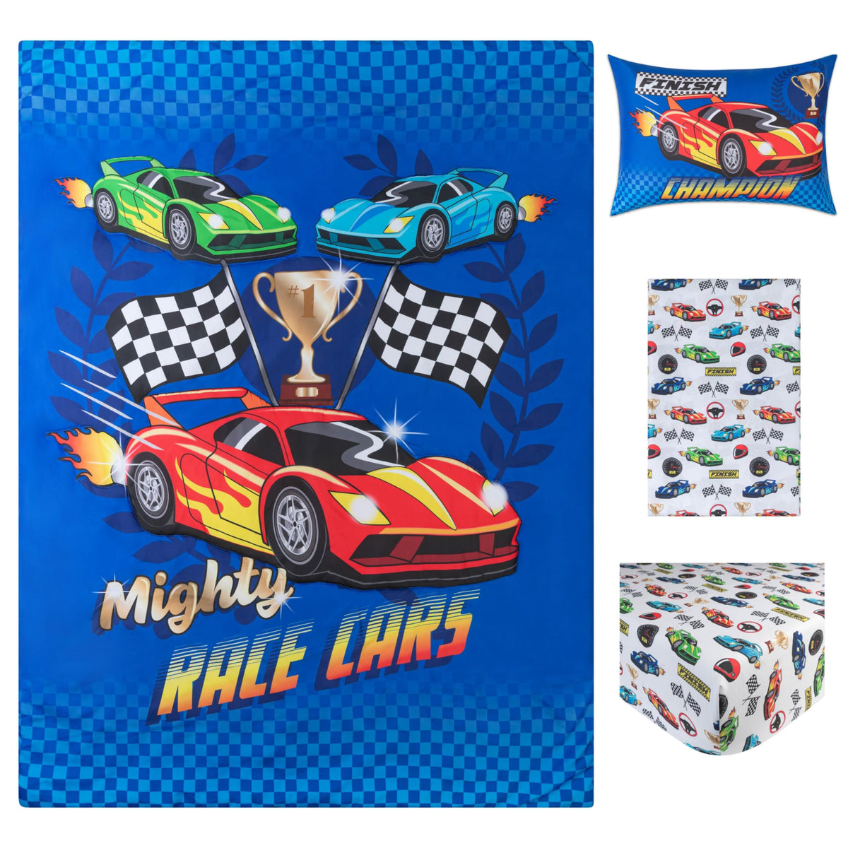 Todays Kids Monster Trucks Toddler Bedding Set for Boys - 4-Piece Toddler Bed Comforter Sets for Boys, Reversible Comforter & Pillowcase, Flat Sheet, Fitted Sheet, Breathable & Super Soft Microfiber