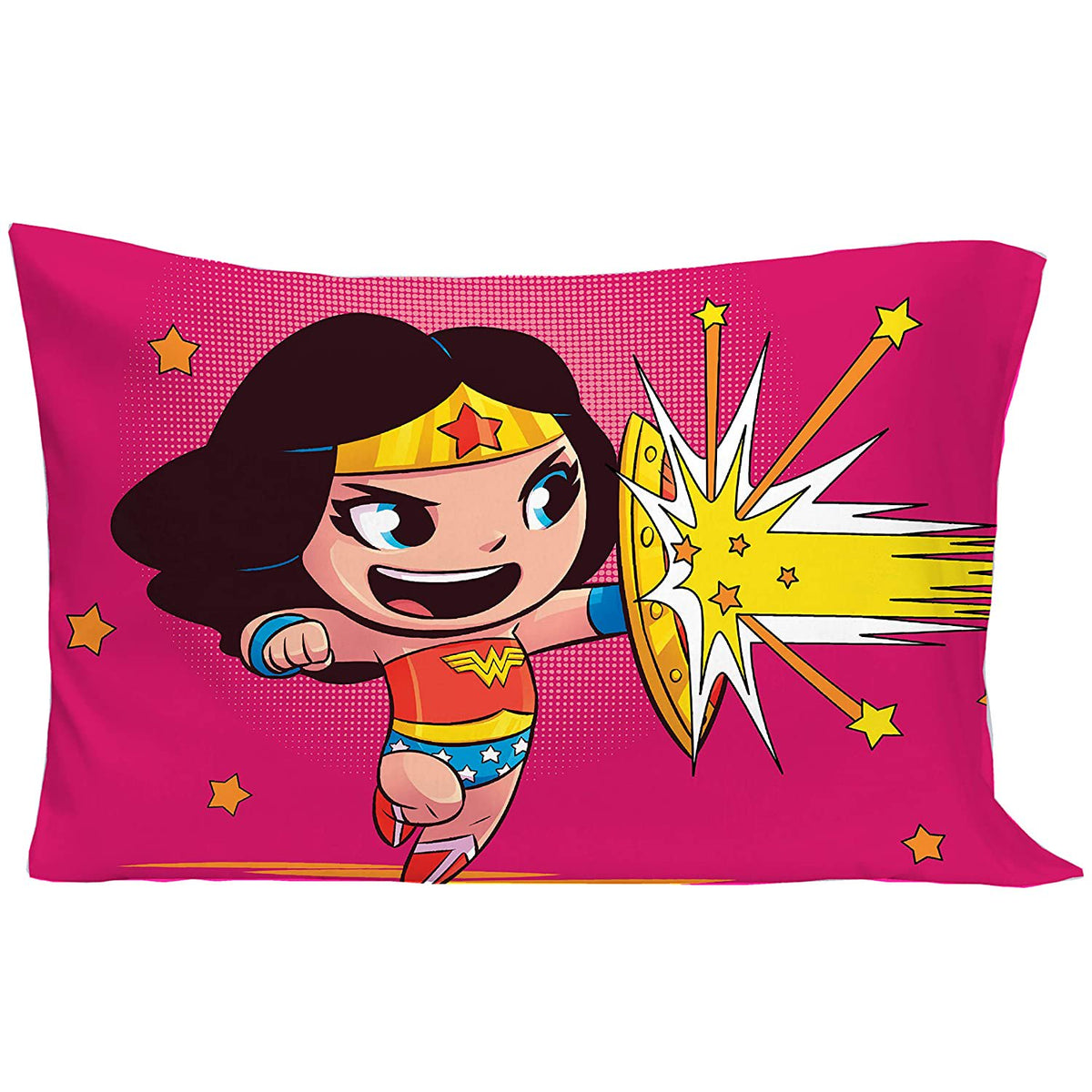Wonder Woman 4 Piece Toddler Bedding Set - Pink, Gold, Red & Blue