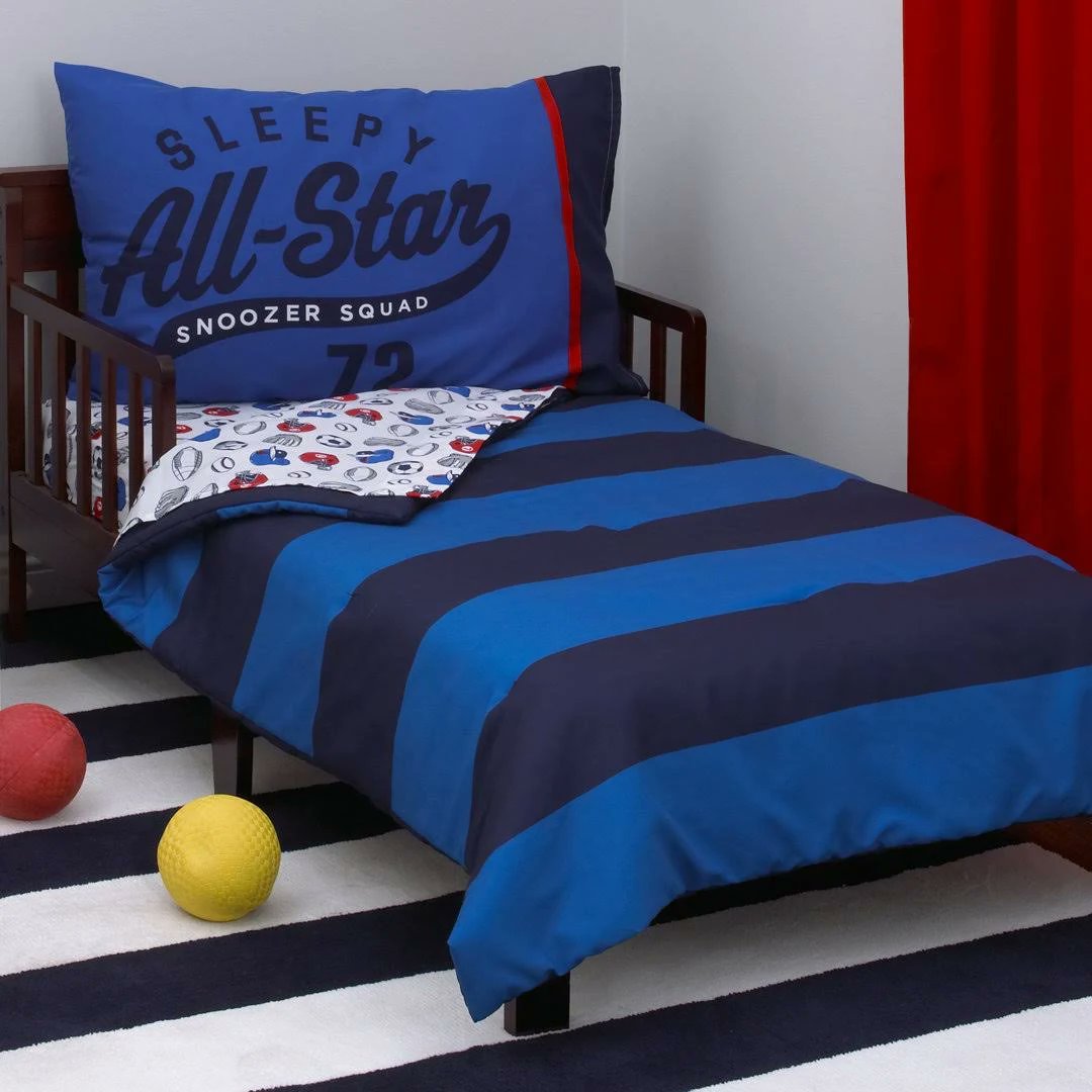 Carter's 4-Piece Toddler Bedding Set, All Star Sports Boys Blue
