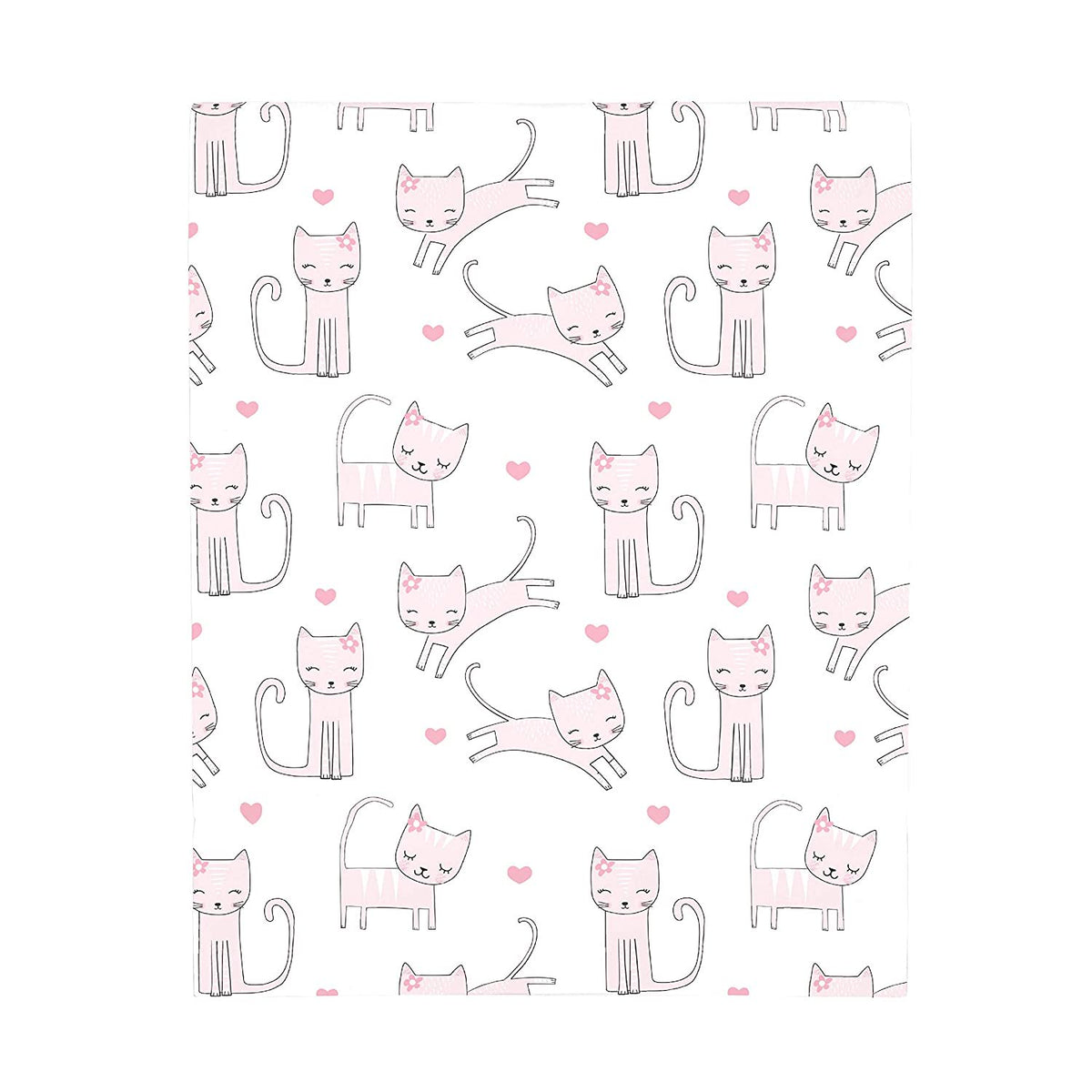 NoJo Purrdy Kitty Cat Fitted Mini Crib Sheet, Pink, White , 38x5x24 Inch