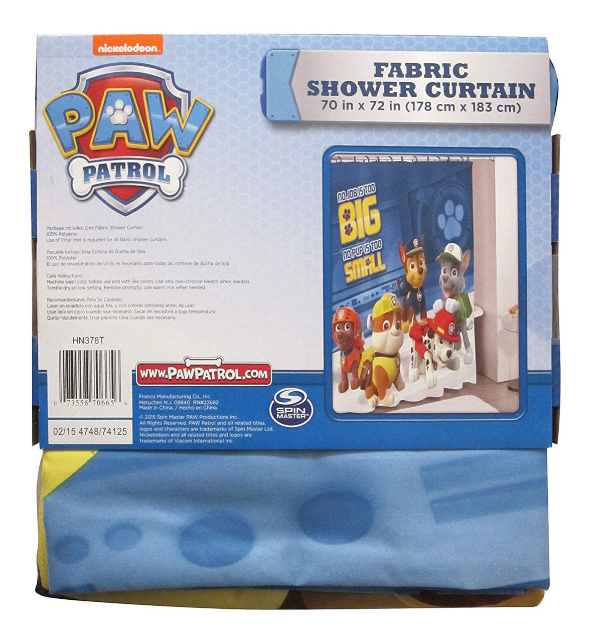 Paw Patrol Fabric Shower Curtain