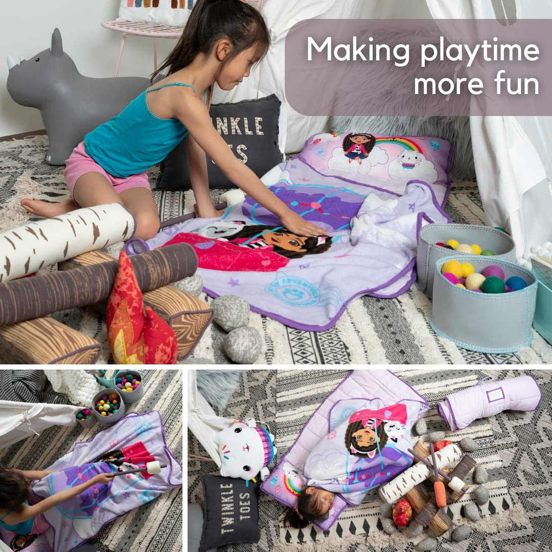 Gabby's Dollhouse Toddler Nap Mat with Pillow and Blanket Perfect for Preschool, Daycare and Travel