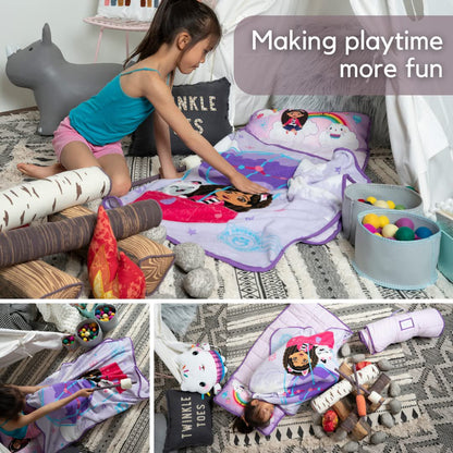 Gabby's Dollhouse Toddler Nap Mat with Pillow and Blanket Perfect for Preschool, Daycare and Travel