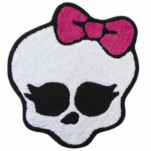 Mattel Monster High White Skull Throw Rug 22x24 Cotton Pile Skid Resist Bath Mat