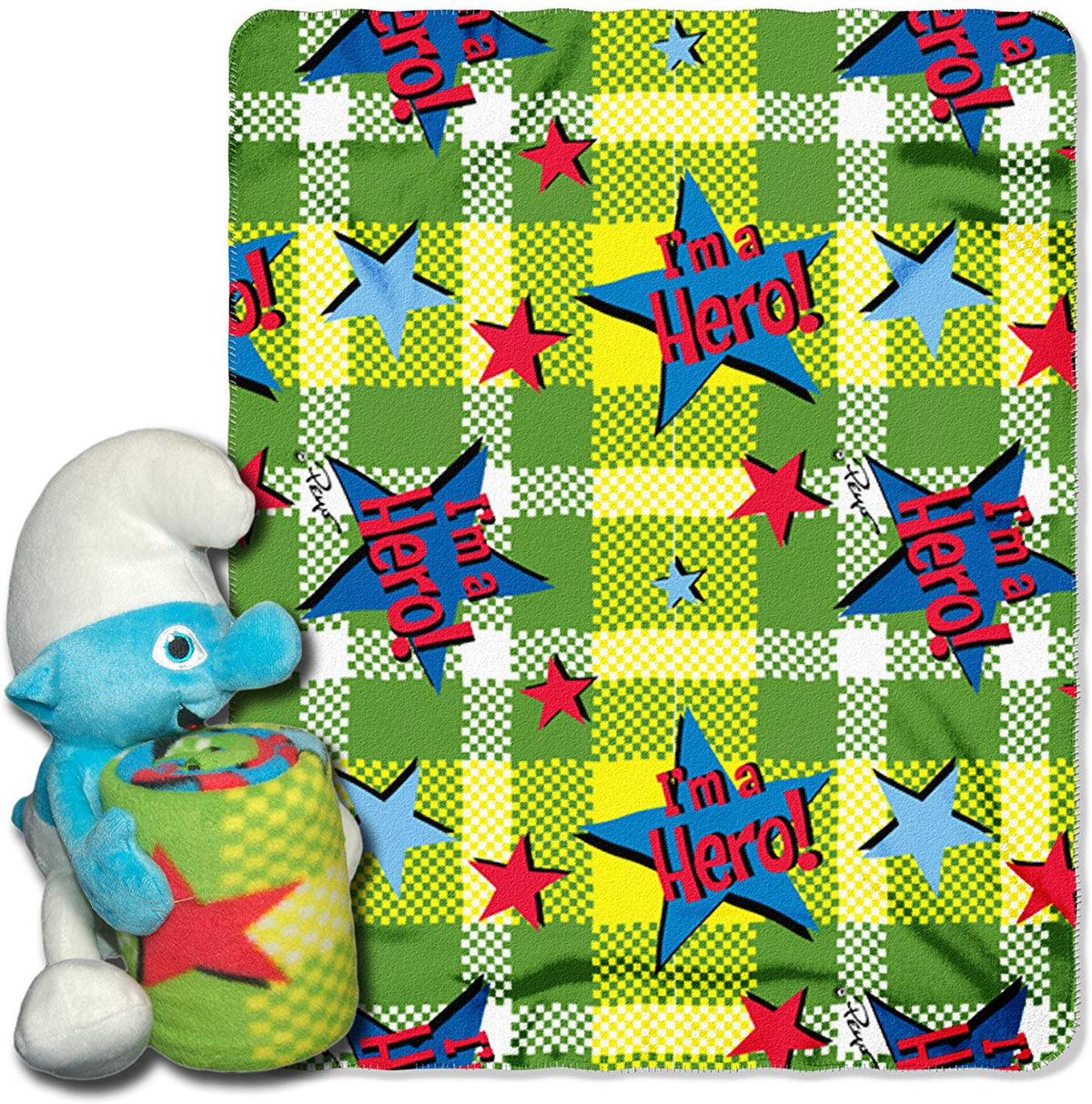 Sony, Smurfs, I'm a Hero 40-Inch-by-50-Inch Fleece Blanket with Character Pillow by The Northwest Company