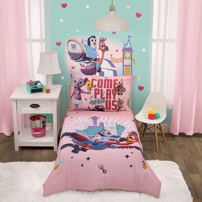 Disney T.O.T.S Special Delivery 4 Piece Toddler Bedding Set - Pink, Teal, Purple & Brown