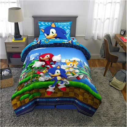 Franco Kids Sonic The Hedgehog 2-Piece Twin/Full Comforter and Pillow Sham Set