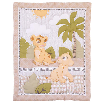 Disney Lion King Simba and Nala 3-Piece Nursery Crib Bedding Set, Ivory/Sage/Grey/Yellow