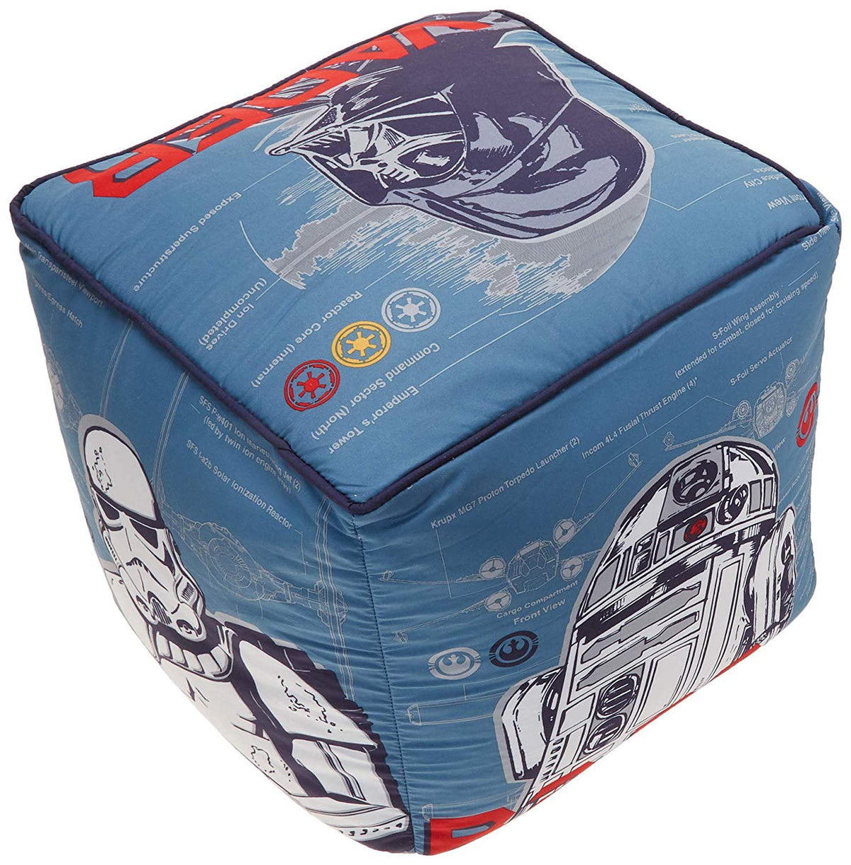 Jay Franco Peanuts Classic 12" Kid's Bench/Chair/Seat/Pillow Soft Cube, Red