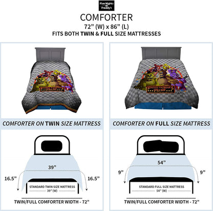 Franco FIVE NIGHTS AT FREDDY’S Comforter, Twin/Full Size 72" x 86"