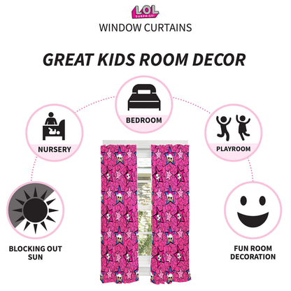 Franco Kids LOL Surprise Window Curtain Panels Drapes Set, 82 in x 63 in