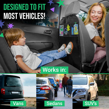 Todays Kids 2 Pack Kick Mats Back Seat Protector - Backseat Car Organizer for Kids, Car Storage Organizer, Back Seat Cars Organizers, Cars Organizers Backs Seats, Travel Accessories