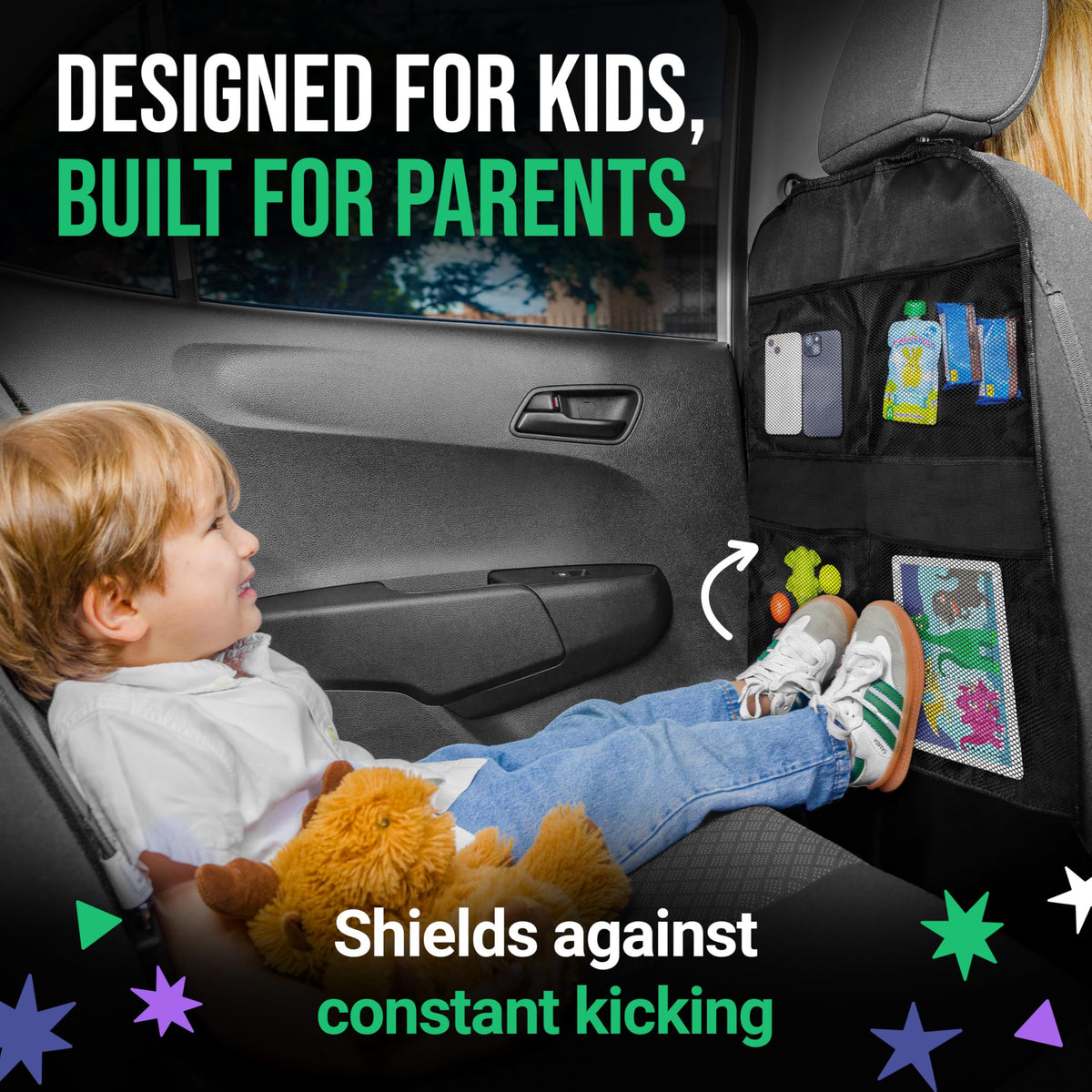 Todays Kids 2 Pack Kick Mats Back Seat Protector - Backseat Car Organizer for Kids, Car Storage Organizer, Back Seat Cars Organizers, Cars Organizers Backs Seats, Travel Accessories