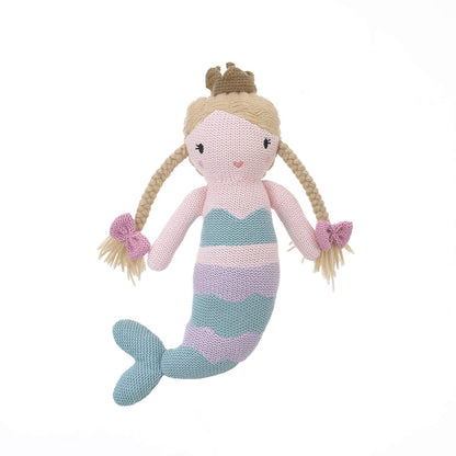 Cuddle Me Mermaid 100% Cotton Knitted Plush Toy, Cassidy, Aqua/Lavender