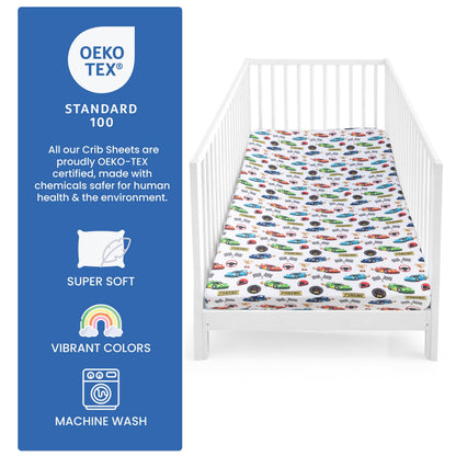 Today's Kids 1-Pack Monster Truck Fitted Baby Crib Sheet Boy - Soft & Breathable Printed Nursery Toddler Bed Sheets for Boys, Elastic Edge with Deep Pockets, Machine Washable, Fits 28" x 52" Mattress