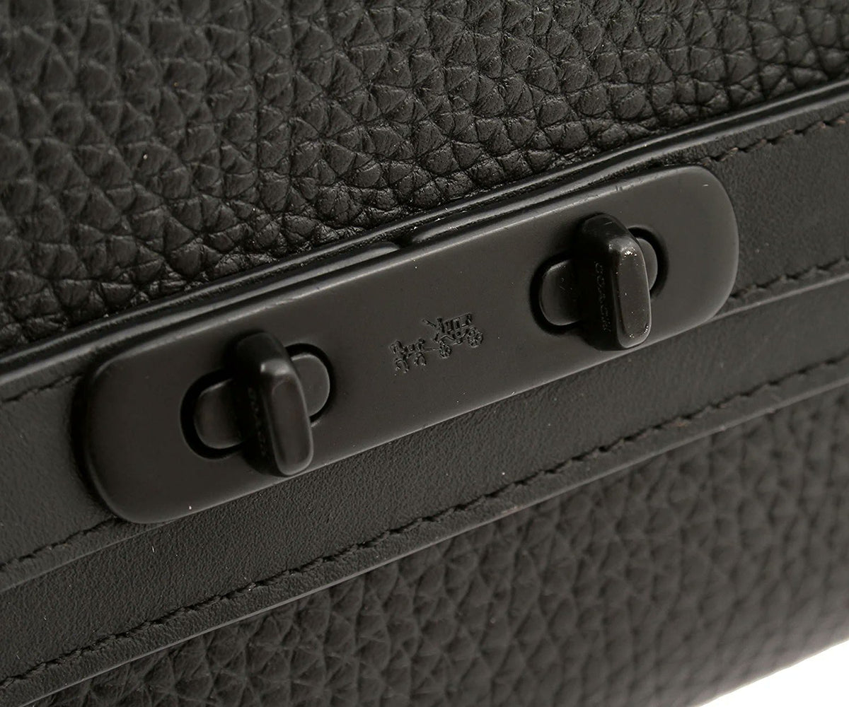 Coach Pebble Leather Swagger Wallet in Black