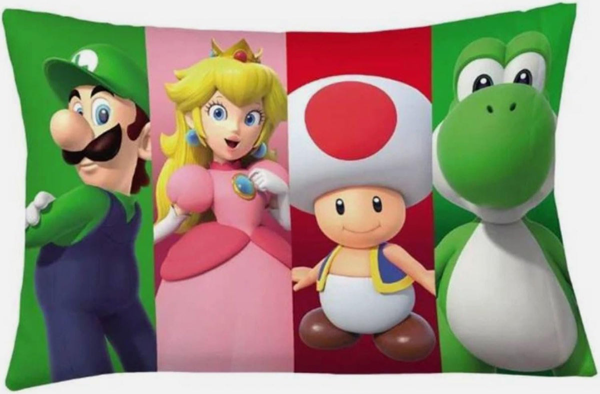 Franco Super Mario Kids Twin Comforter and Sheets Set, All The Players