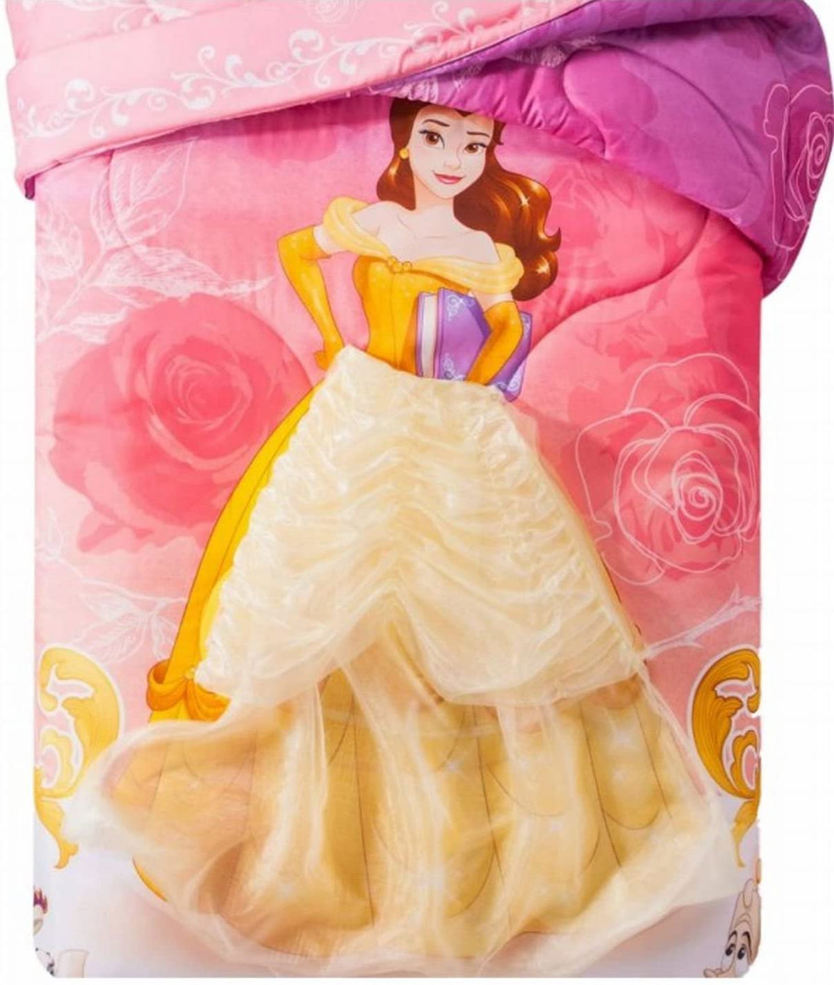 Princess Beauty and the Beast Twin Microfiber Comforter w/Removable Wearable Belle Skirt