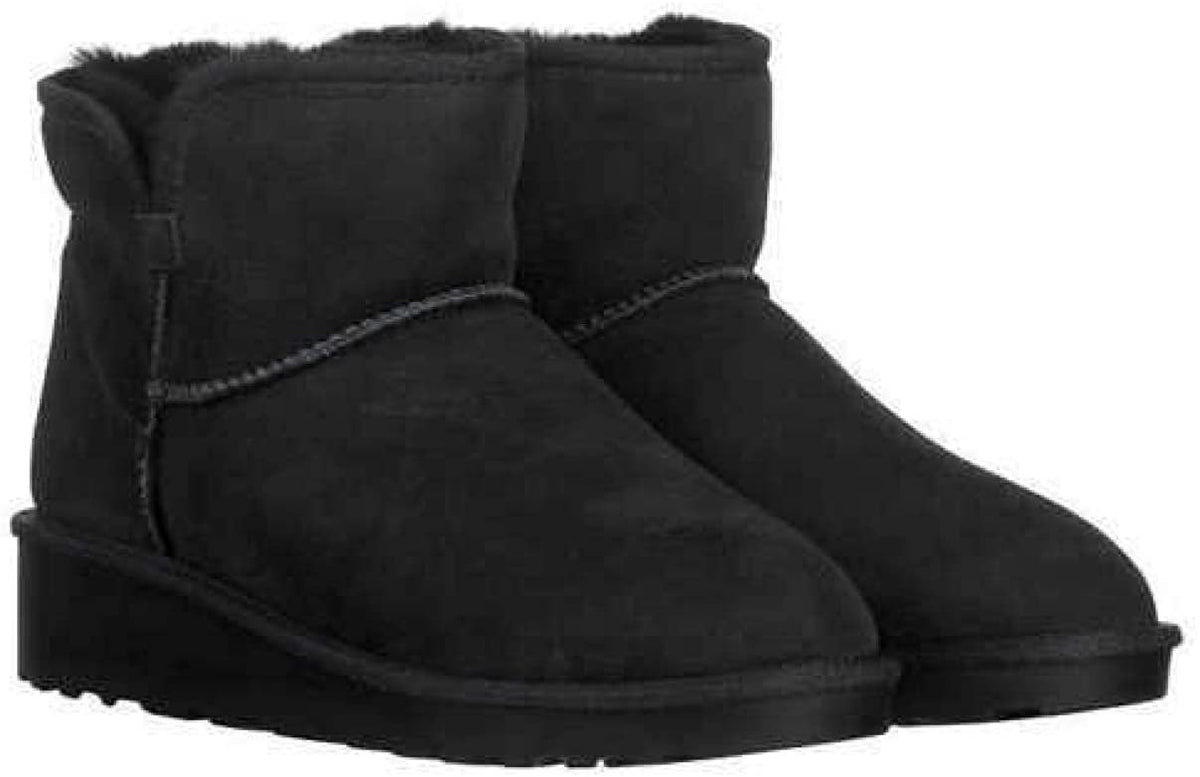 KirklandSignature Ladies' Short Shearling Wedge Boot Black (6)