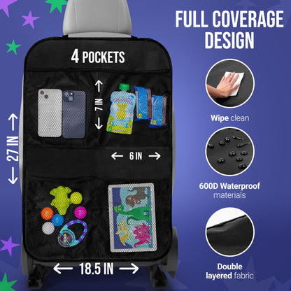 Todays Kids 2 Pack Kick Mats Back Seat Protector - Backseat Car Organizer for Kids, Car Storage Organizer, Back Seat Cars Organizers, Cars Organizers Backs Seats, Travel Accessories