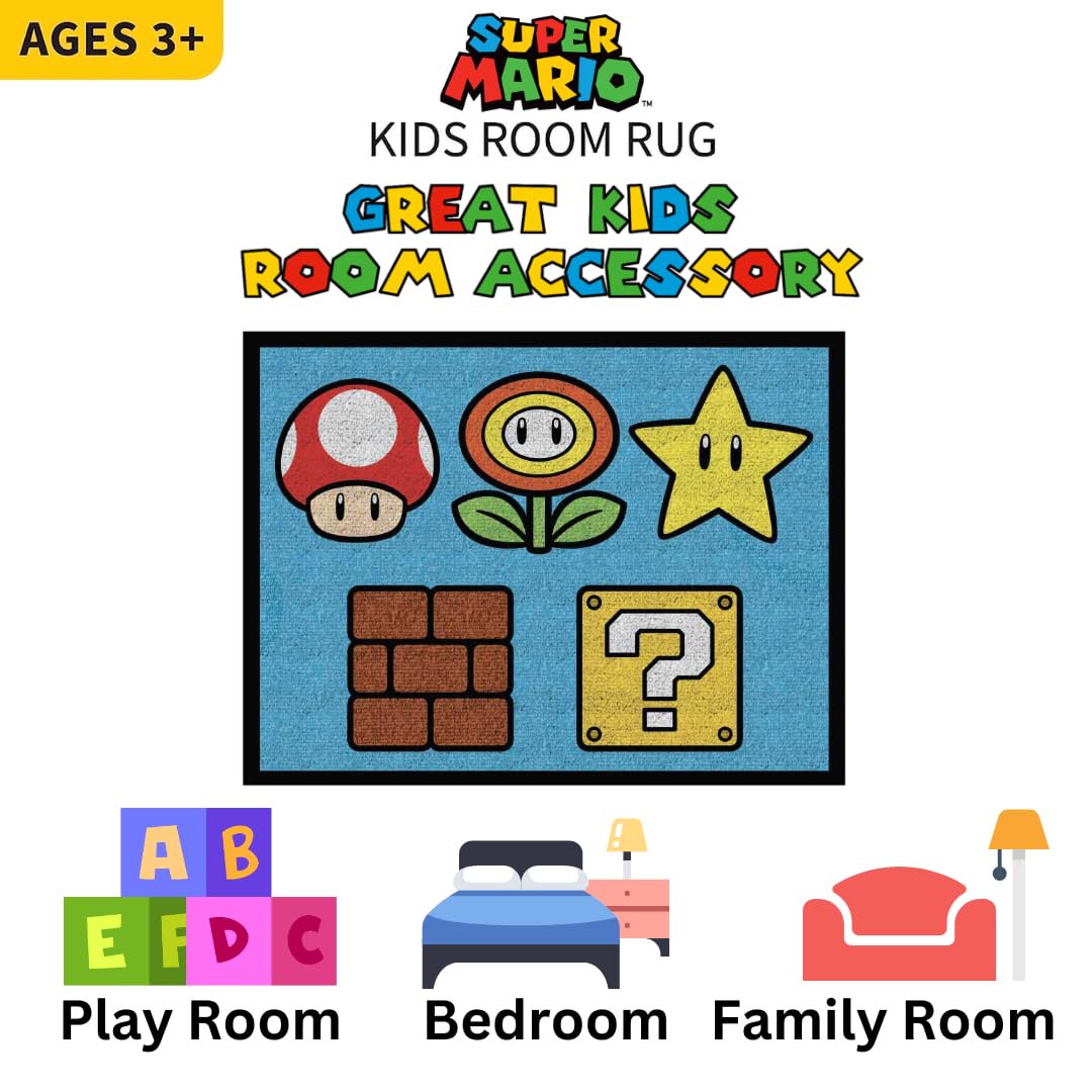 Franco Super Mario Kids Room Area Rug Non Slip, 69 in x 52 in