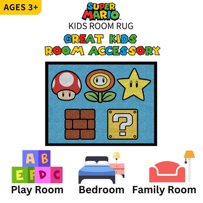 Franco Super Mario Kids Room Area Rug Non Slip, 69 in x 52 in
