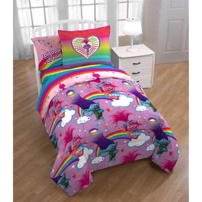 DreamWorks Trolls 5 Piece Twin Bedding Set, with Bonus Tote