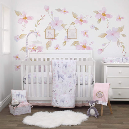 NoJo Watercolor Deer 100% Cotton Sateen Photo Op Fitted Crib Sheet