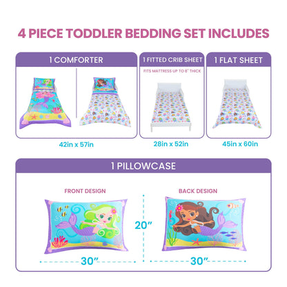 Todays Kids Monster Trucks Toddler Bedding Set for Boys - 4-Piece Toddler Bed Comforter Sets for Boys, Reversible Comforter & Pillowcase, Flat Sheet, Fitted Sheet, Breathable & Super Soft Microfiber