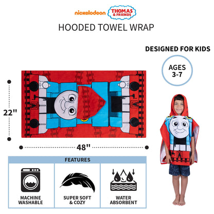 Franco Kids Beach/Pool/Bath/Camping Hooded Towel Poncho 24" X 22", Absorbent Cotton Cover up
