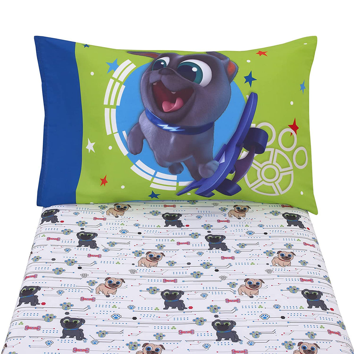 Disney Puppy Dog Pals Puppy Pals 2 Piece Toddler Sheet Set - Fitted Bottom Sheet & Reversible Pillowcase