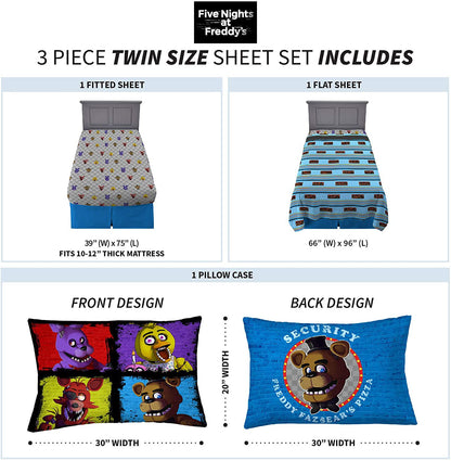 Franco Kids Bedding Sheet Set, Twin, Five Nights at Freddy's