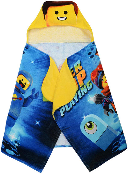 Lego Movie 2 Cotton Hooded Towel Wrap, 24” x 50”