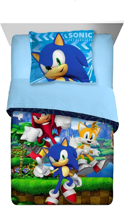 Franco Kids Sonic The Hedgehog 2-Piece Twin/Full Comforter and Pillow Sham Set