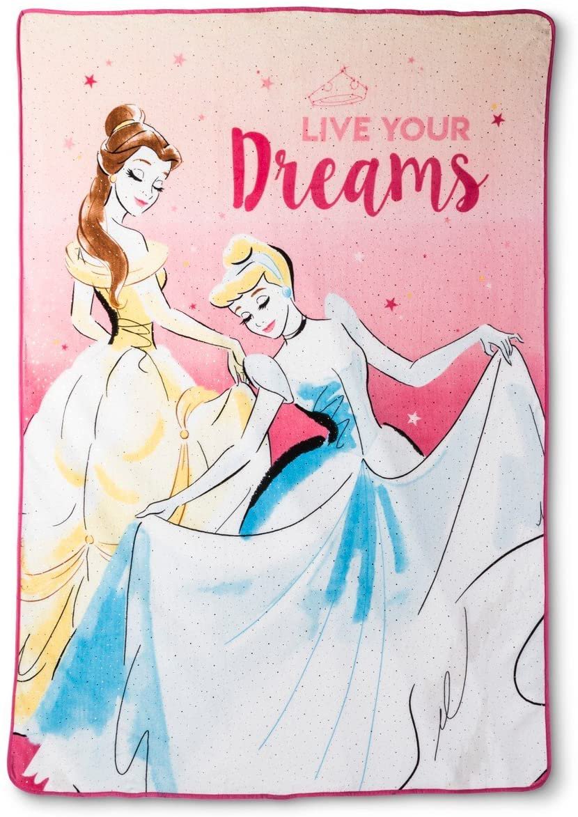 Disney Princess Live Your Dreams Throw Oversized Plush Blanket 62" x 90"