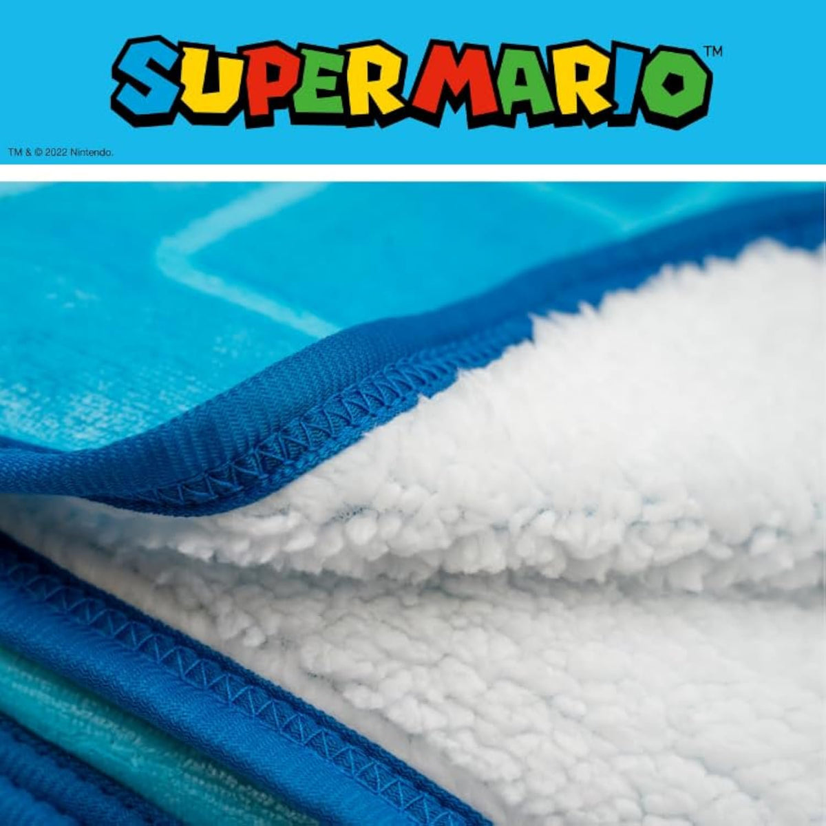 Franco Super Mario Kids Plush Sherpa Blanket Throw, 46 in x 60 in
