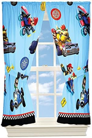 Franco Kids Super Mario Room Window Curtains Drapes Set, 82" x 63" with Tie-Backs