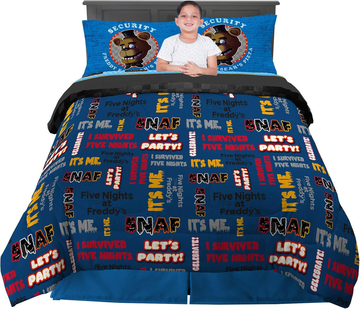Franco Kids Bedding Five Nights at Freddy's Full Size Comforter and Sheet, 5 Piece Set
