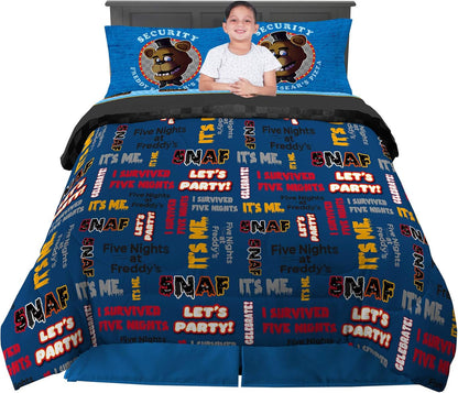 Franco Kids Bedding Five Nights at Freddy's Full Size Comforter and Sheet, 5 Piece Set