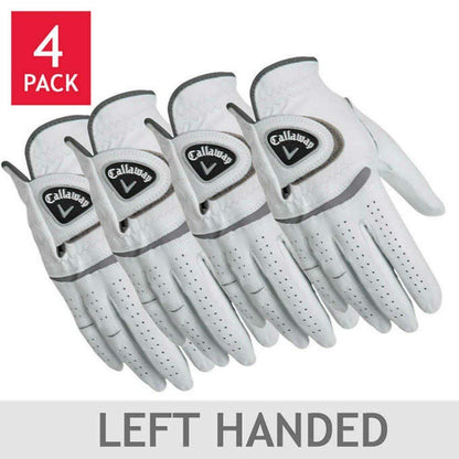 Callaway Men's Leather Golf Glove 4-pack: Right and/or Left Handed (Small, left)