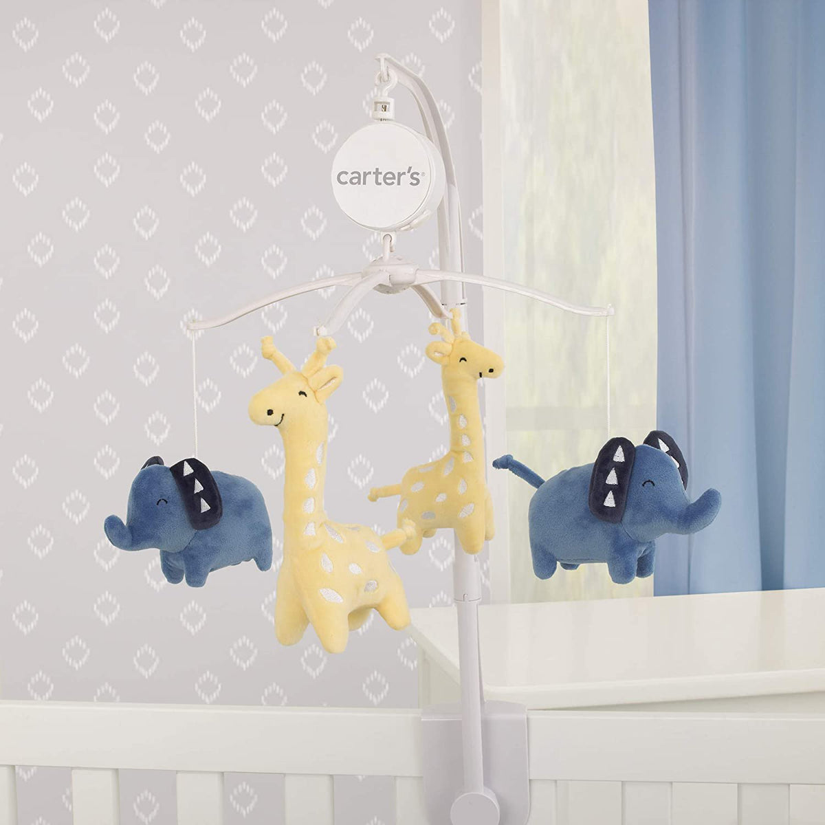 Carter's Modern Jungle Pals Musical Mobile - Blue & Yellow Elephant & Giraffe