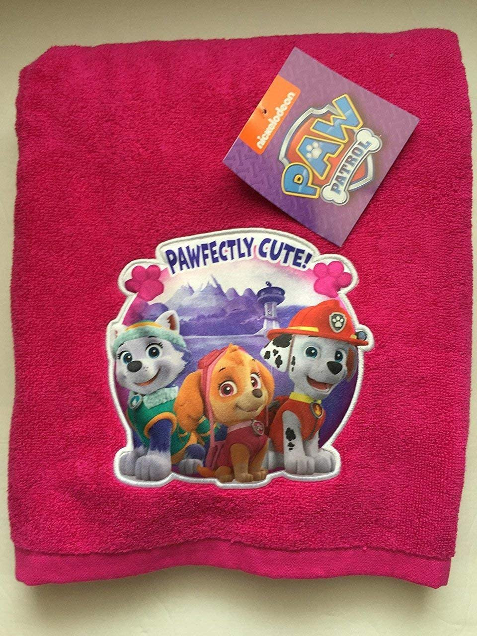 Paw Patrol Embroidered Pink Bath Towel - 100% Cotton