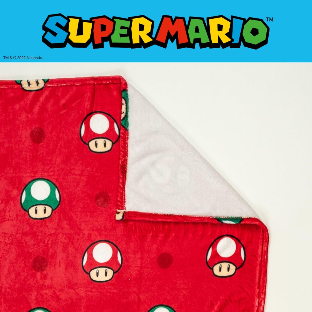 Franco Nintendo Super Mario Gaming Toad Plush Throw Blanket, 46 in x 60 in