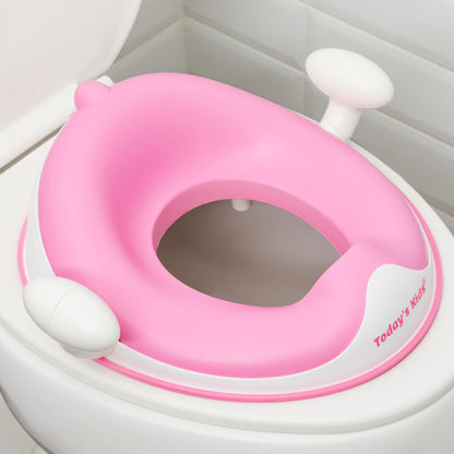 Todays Kids Anti-Slip Baby Training Toilet Seat for Toddlers - Comfortable & Soft Cushion, Secure Grip Handles - Splash Guard Design Potty Toddler Toilet Seat Attachment, Easy Storage Loop - Blue