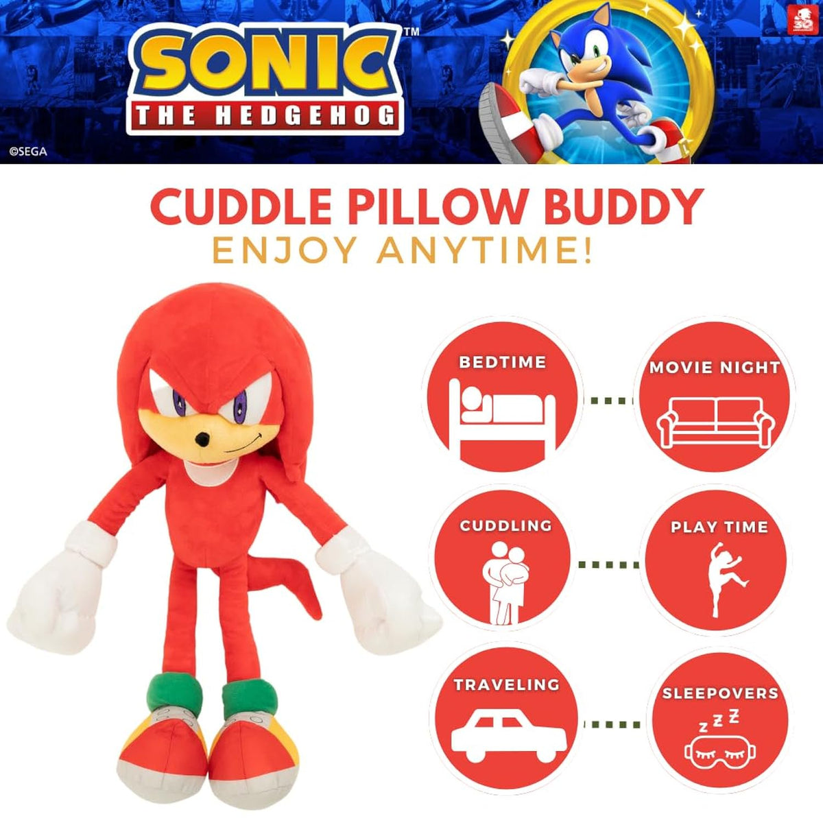 Franco Sonic The Hedgehog Anime Knuckles The Echidna Kids Plush Cuddle Pillow