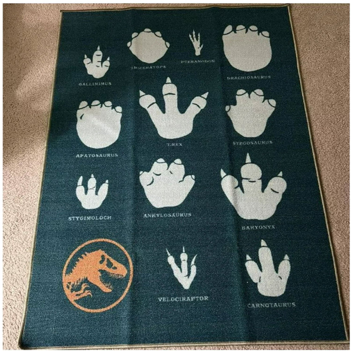 Franco Kids Jurassic World Dominion Area Rug - 40" x 54" - Dinosaur Footprints Design
